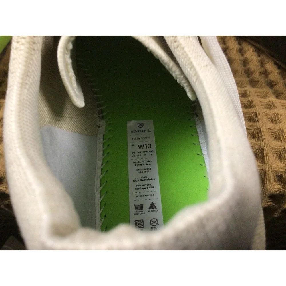Rothy's Mens 11.5 Women's 13 The Lace Up Sneaker Bone Textile Low Casual Shoes
